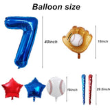 Navy Blue Number Balloons Baseball Balloons Set, Foil Number Balloons 40 Inch Number 7 Balloon, Baseball Sports Theme 7Th Birthday Decorations For Kids Boys