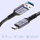 Usb C Data Cable 10Gbps [1.5Ft 2 Packs], Usb 3.1 Gen 2 Cable Type C 3A Fast Ch