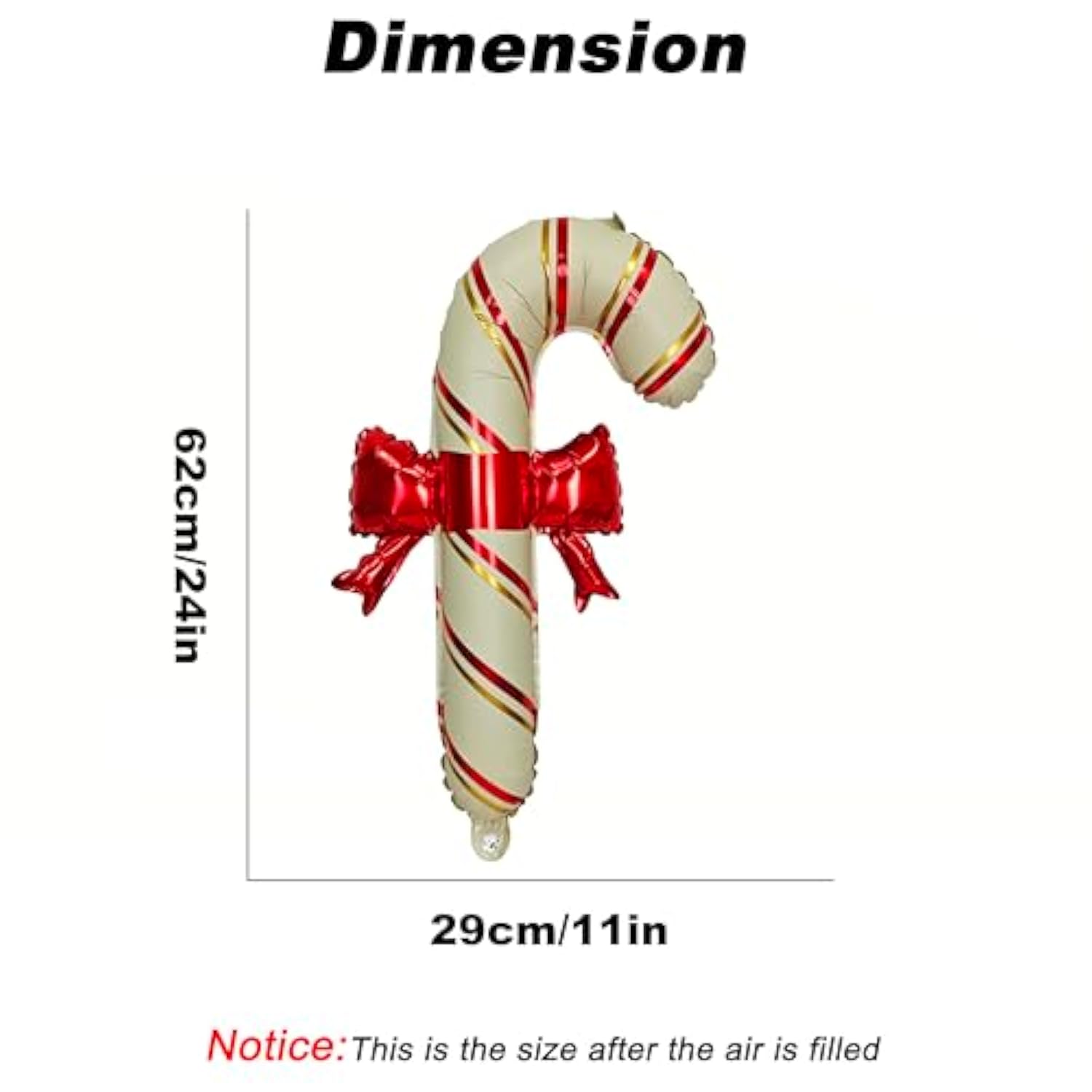 3-Piece Christmas Bow and Candy Cane Foil Balloon Set for Holiday Party Decor