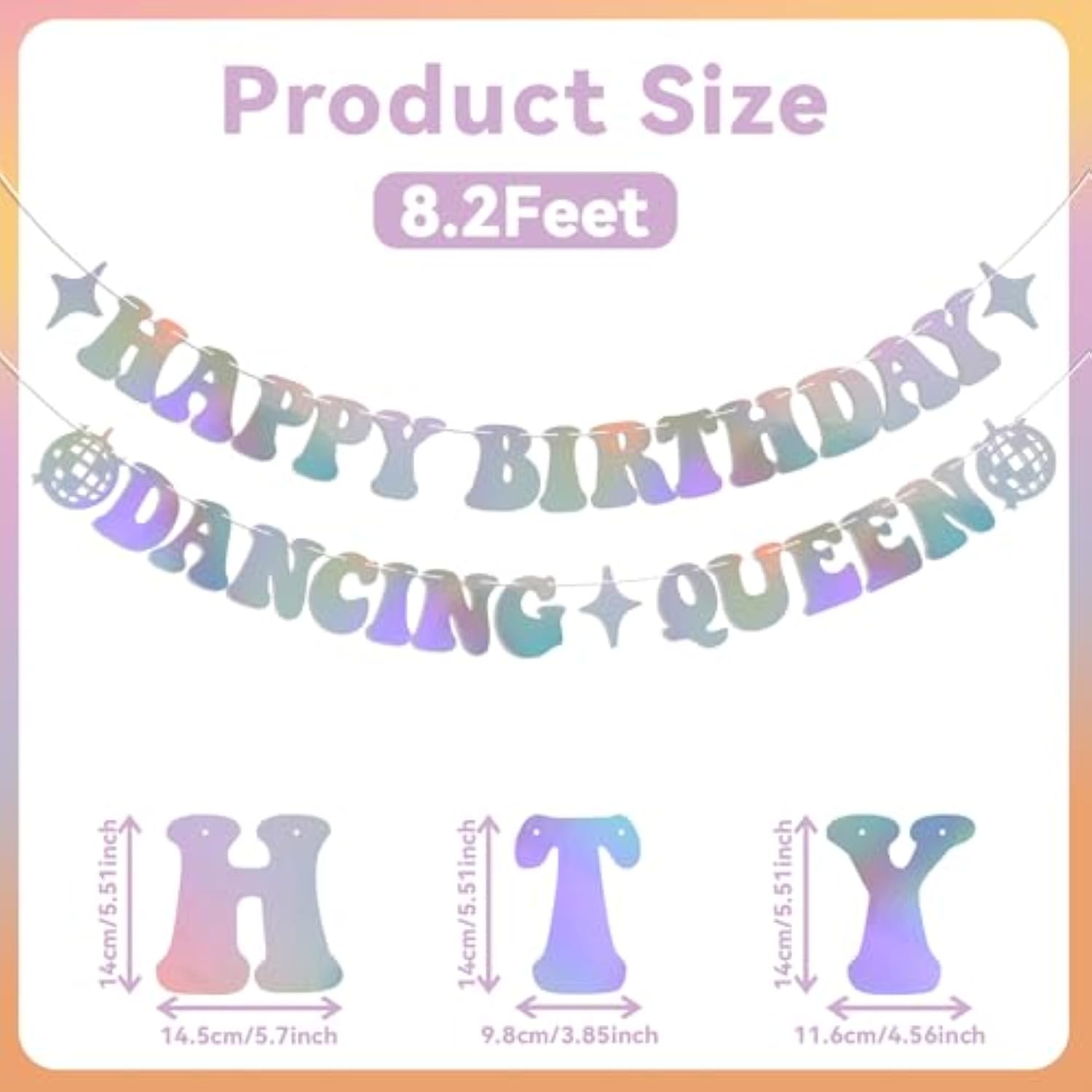 Happy Birthday Dancing Queen Banner Disco Themed Party Decorations Mamma Mia Holographic