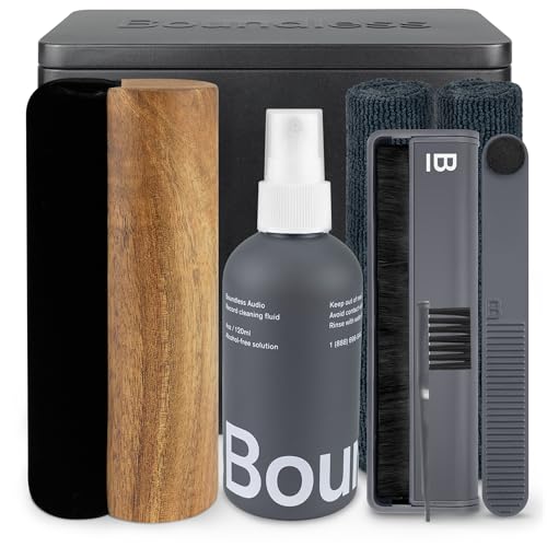 Vinyl Record Cleaning Kit - 8-in-1 Vinyl Cleaner Kit Includes Carbon Fiber & Velvet Record Brushes, Stylus Brush, Cleaning Solution, Microfiber