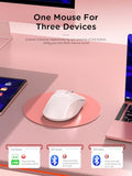 Bluetooth Wireless Mouse - Dual Bluetooth & 2.4 Ghz Usb Receiver, Ergonomic Design, Quiet Clicks, Low Power - Multi-Device Compatibility For Macbook, Laptop, Computer, Ipad Air/Pro (Pink)