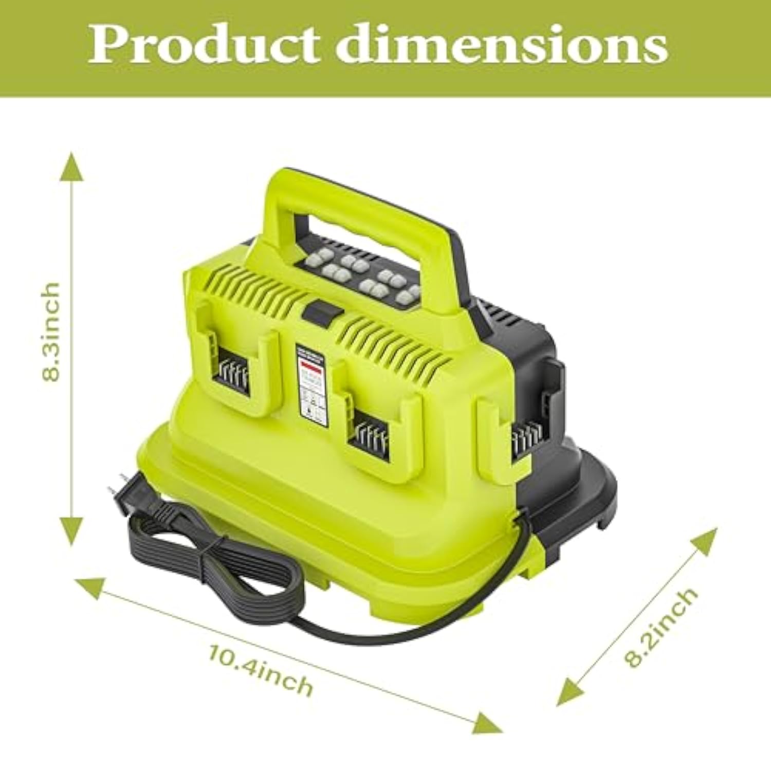 6-Ports Rapid Battery Charger Station,Replacement For Devvalt Flexvolt 20V/60V Battery Charger,Compatible With Devvalt 20V/60V Flexvolt Battery Dcb200 Dcb205 Dcb606 Dcb609 Dcb612 Dcb615(Green)