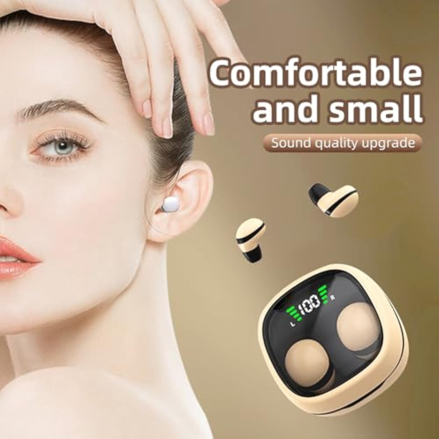 Low Profile Mini Small Invisible Earbuds Wireless Bluetooth Ear Buds For Small Ears Canals Women Kids, Flat Tiny Smallest Micro Discreet Sleep Hidden Headphones Comfortable Earbuds Wireless For Work