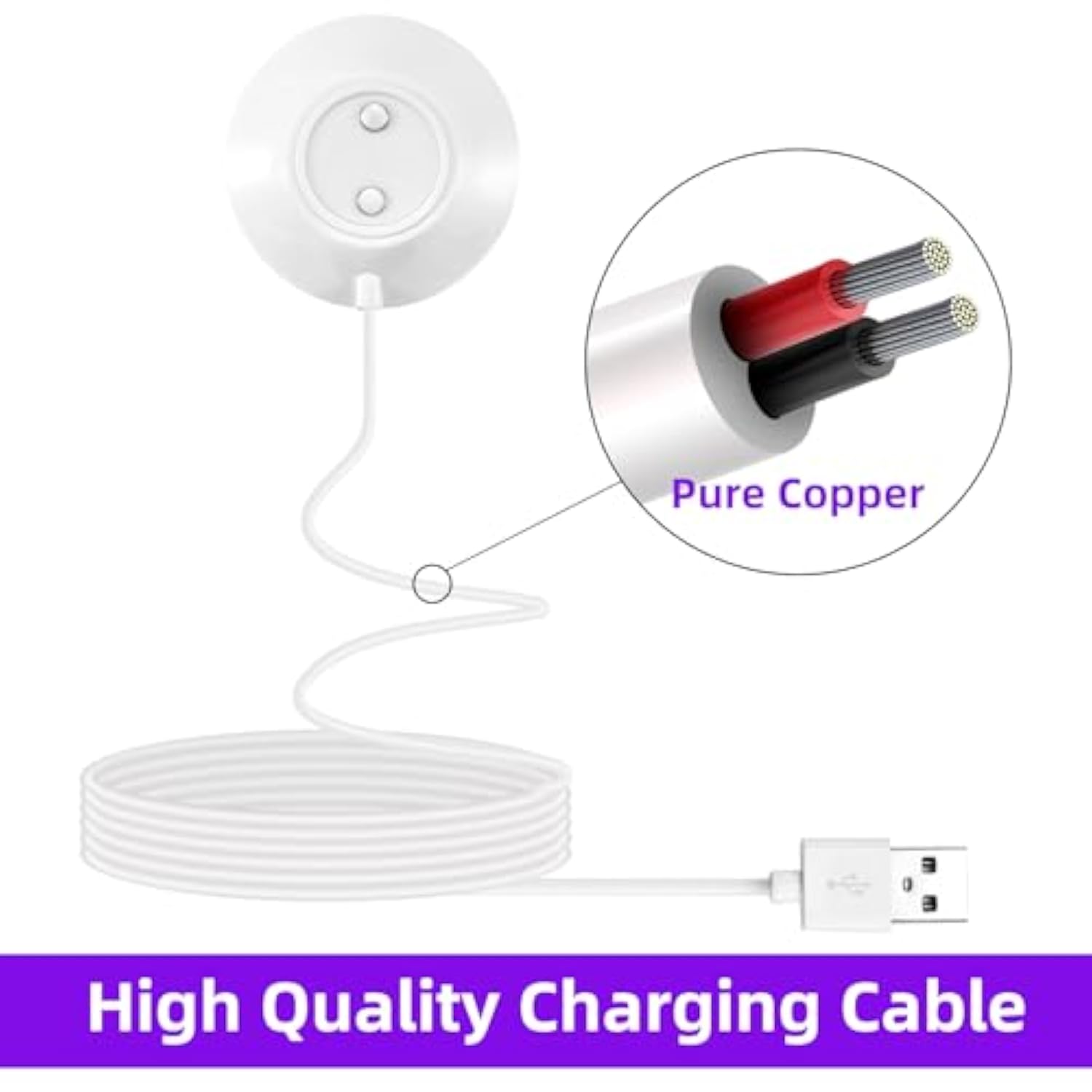 Rose Magnetic Dock Charger 12mm Fast Charging USB Cable 2.5ft