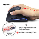 Wireless Ergonomic Mouse,2400 Dpi (3-Level Adjustable),Rechargeable Vertical Mouse For Reduced Wrist Strain,Led Lighting,2.4G With Usb Receiver,Optical Portable Mice For/Laptop/Pc (Black)