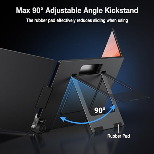 15.6" Laptop Screen Extender, 1080P Fhd Ips Portable Monitor, One Cable Usb-C Triple Monitor, Dual Travel Screen For 12"-17'' Laptops, 360° Rotation & Kickstandx90D (Driver Need)