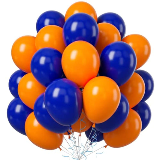 Balloons Blue And Orange, 50Pcs Blue And Orange Latex Balloon, Blue And Orange Party Balloons Birthday Balloons Decoration For Girls Boys Birthday Party Baby Shower Bridal Shower Engagement