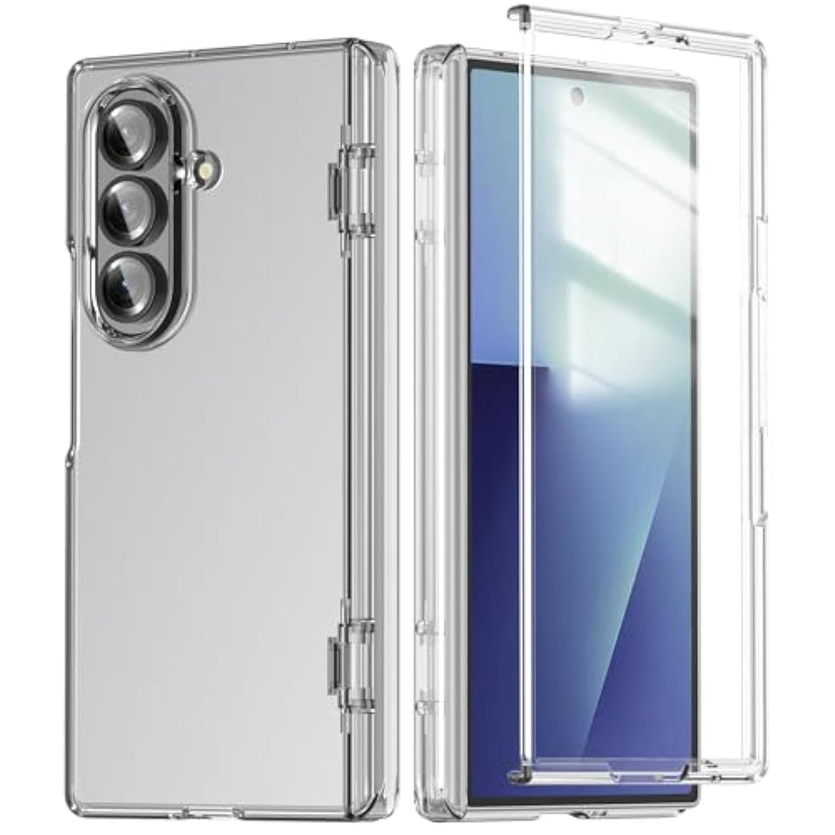 Transparent Cover For Samsung Galaxy Z Fold 7 Case Clear With Screen Protector,Hard Full Body Shockproof Crystal Slim Hinge Protection For Galaxy Fold 7 Cover For Samsung Z Fold 7 Case Women Men