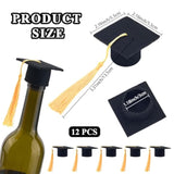12 Sets Mini Graduation Cap Bottle Bachelor Wine Bottles Toppers Grad Hat With Yellow Tassels Felt Crafts Black Pops Cake Cover For Graduate Celebration Party Drink Bottle Decorations