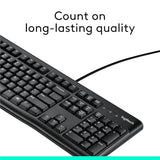 K120 Wired Keyboard For Windows, Usb Plug-And-Play, Full-Size, Spill-Resistant, Curved Space Bar, Compatible With Pc, Laptop - Black