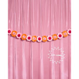 Pink + Orange Groovy Paper Flower Garland - 10 Ft. | 3D 70S Kids Birthday Party Decoration, Cute Tissue Paper Bachelorette Supplies, Hanging Photo Booth Backdrop
