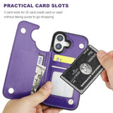 Purple iPhone 17 Wallet Case with Credit Card Holder