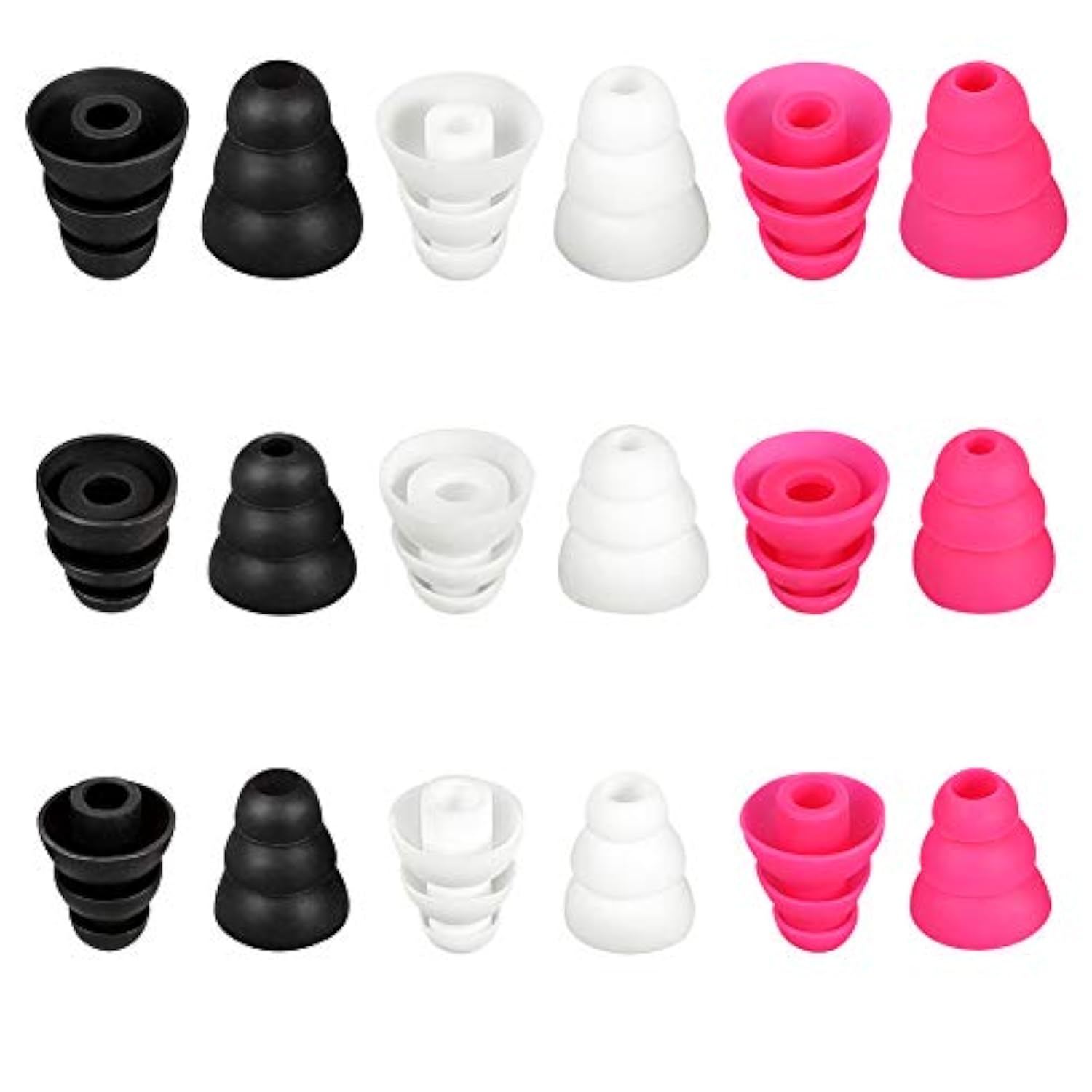 Earbud Tips Triple Flange Covers, 9 Pairs S/M/L Size Noise Isolating Silicone Cushion With 3.8Mm Connector Hole, Fit For Most In-Ear Earphones