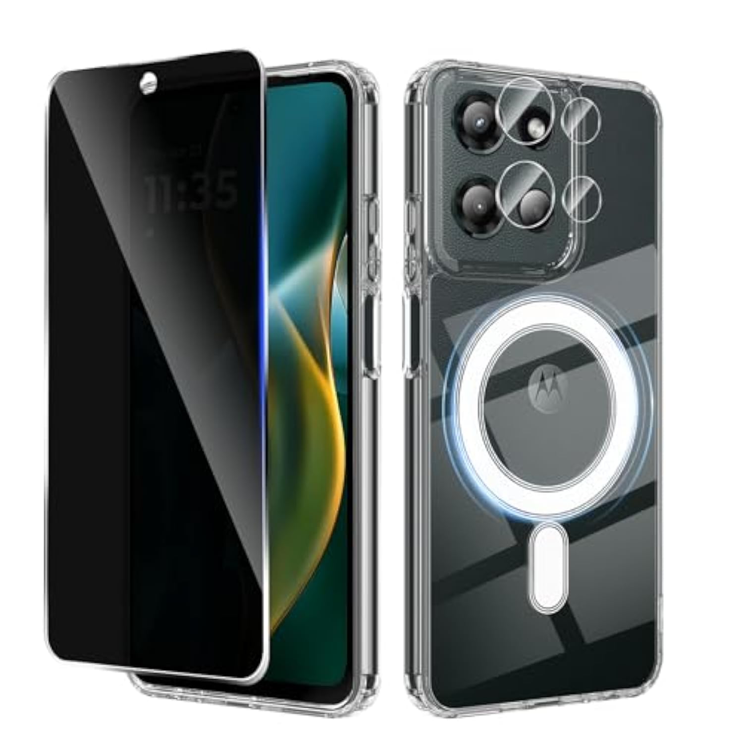 Case For Moto G 2025, With Screen Protector & Camera Lens Protector, [Anti Yellowing] [Compatible With Magsafe] Shockproof Slim Magnetic Phone Case For Moto G 2025 Case, Clear