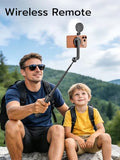 Magnetic Selfie Stick Tripod with Light & Remote, Phone Tripod with Magnetic Holder for Magsafe, 360° Rotatable Cellphone Stand for iPhone/Android
