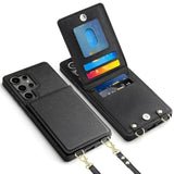 For Samsung Galaxy S25 Ultra Case With Card Holder Crossbody Lanyard Strap Leather Wallet Case With Magnetic Clasp Kickstand Heavy Duty Protective Flip Cover For Galaxy S25 Ultra For Women