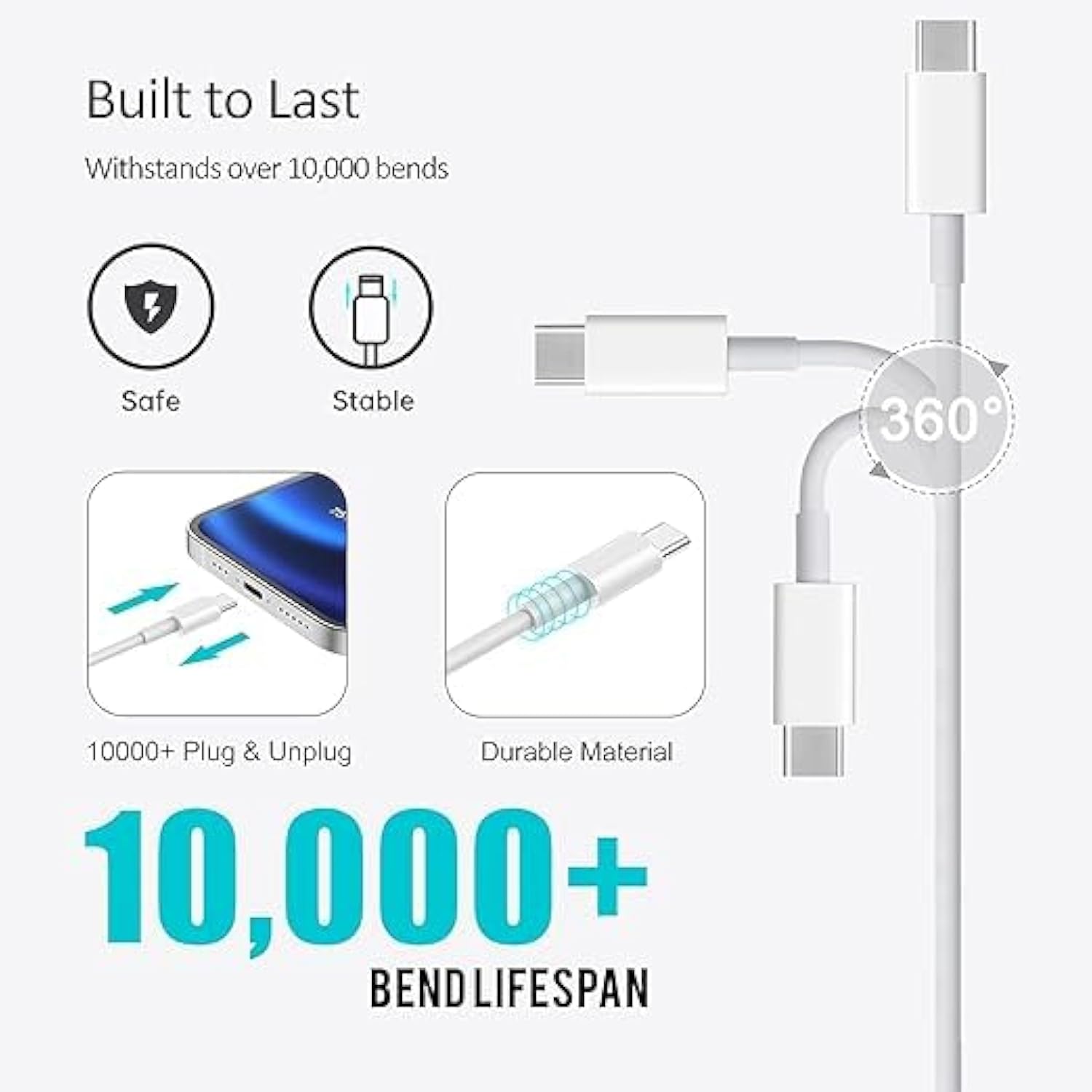 Car Carplay Cable For Iphone 16 15 Pro/Pro Max/Plus,3Ft+6Ft Usb A To Usb C Fast Charging Cord For Iphone 16 15 Samsung Galaxy S25 S24 Ultra Charger,Car Charger Adapter Accessories For Women Men