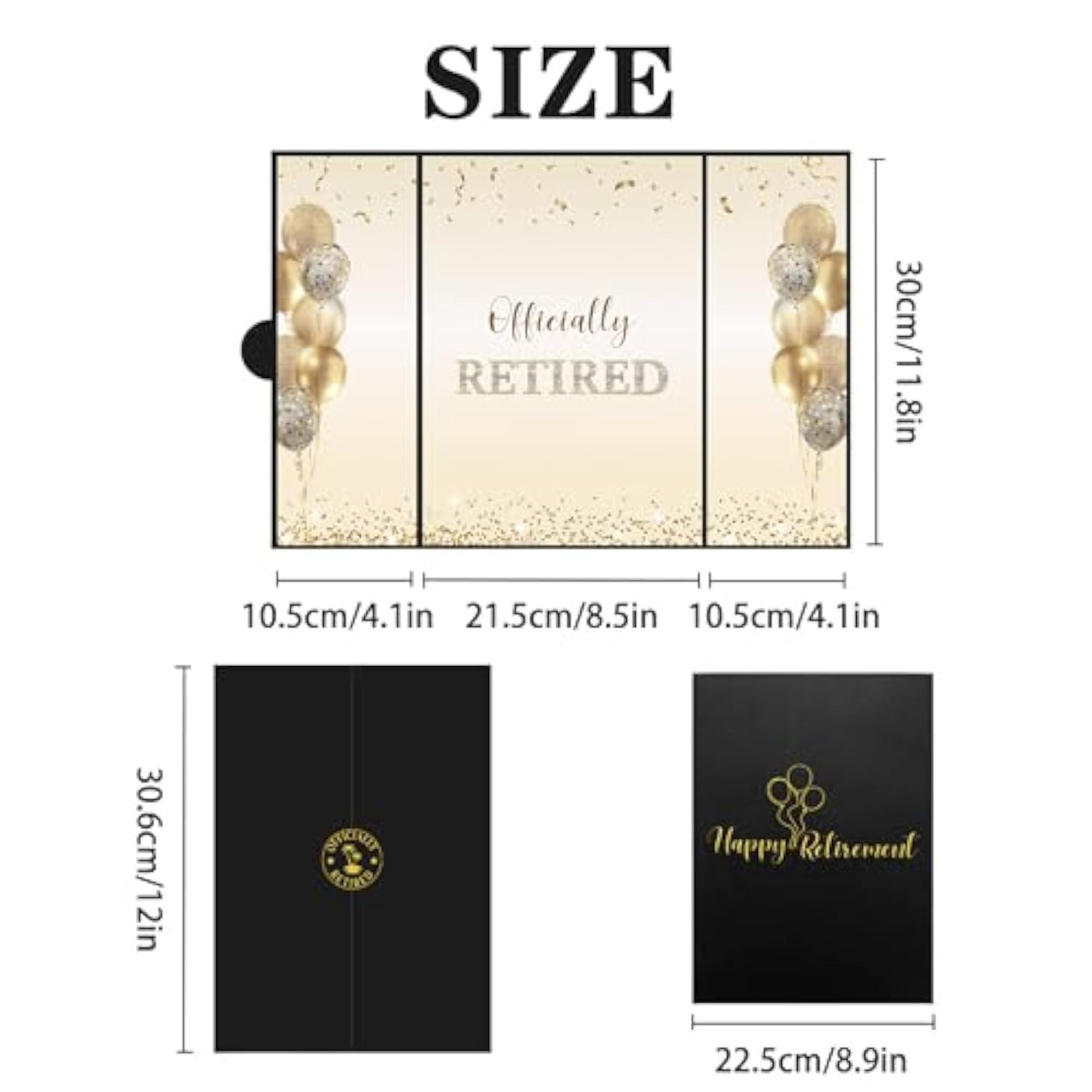 Black Gold Retirement Party Decorations, Officially Retired Alternative Signature Guest Book For Men Women Happy Retirement Gifts Signing Card Board For Retirement Farewell Party Supplies