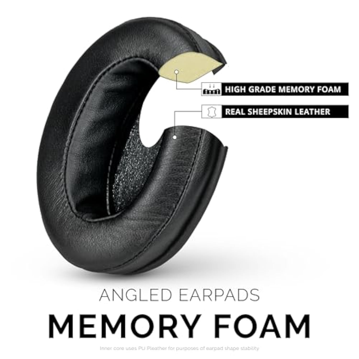 Brainwavz Sheepskin Leather Angled Memory Foam Earpad - Suitable for Large Over The Ear Headphones - AKG, HifiMan, ATH, Philips, Fostex