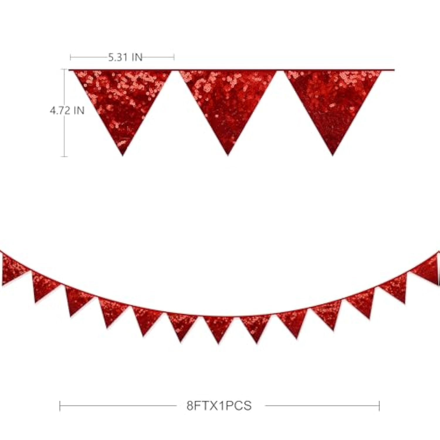 Red Decorations Double Sided Red Sequin Fabric Triangle Pennant Banner