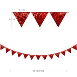 Red Decorations Double Sided Red Sequin Fabric Triangle Pennant Banner