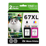 Compatible 67Xl Ink Replacement For Hp 67 Xl Hp67Xl Deskjet Envy 2755E 6055E 2700 2700E 6000 6000E 4155E 2734E 6455E 6400 2752E 4100 4100E 6400E 6458E 6052E,Black Color Combo Pack