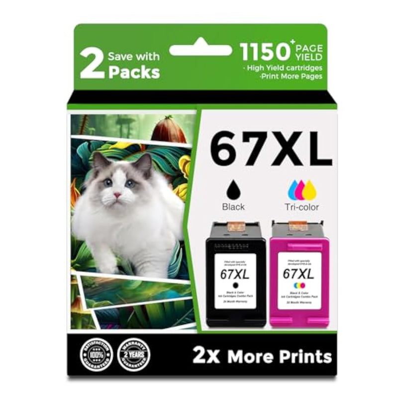 Compatible 67Xl Ink Replacement For Hp 67 Xl Hp67Xl Deskjet Envy 2755E 6055E 2700 2700E 6000 6000E 4155E 2734E 6455E 6400 2752E 4100 4100E 6400E 6458E 6052E,Black Color Combo Pack