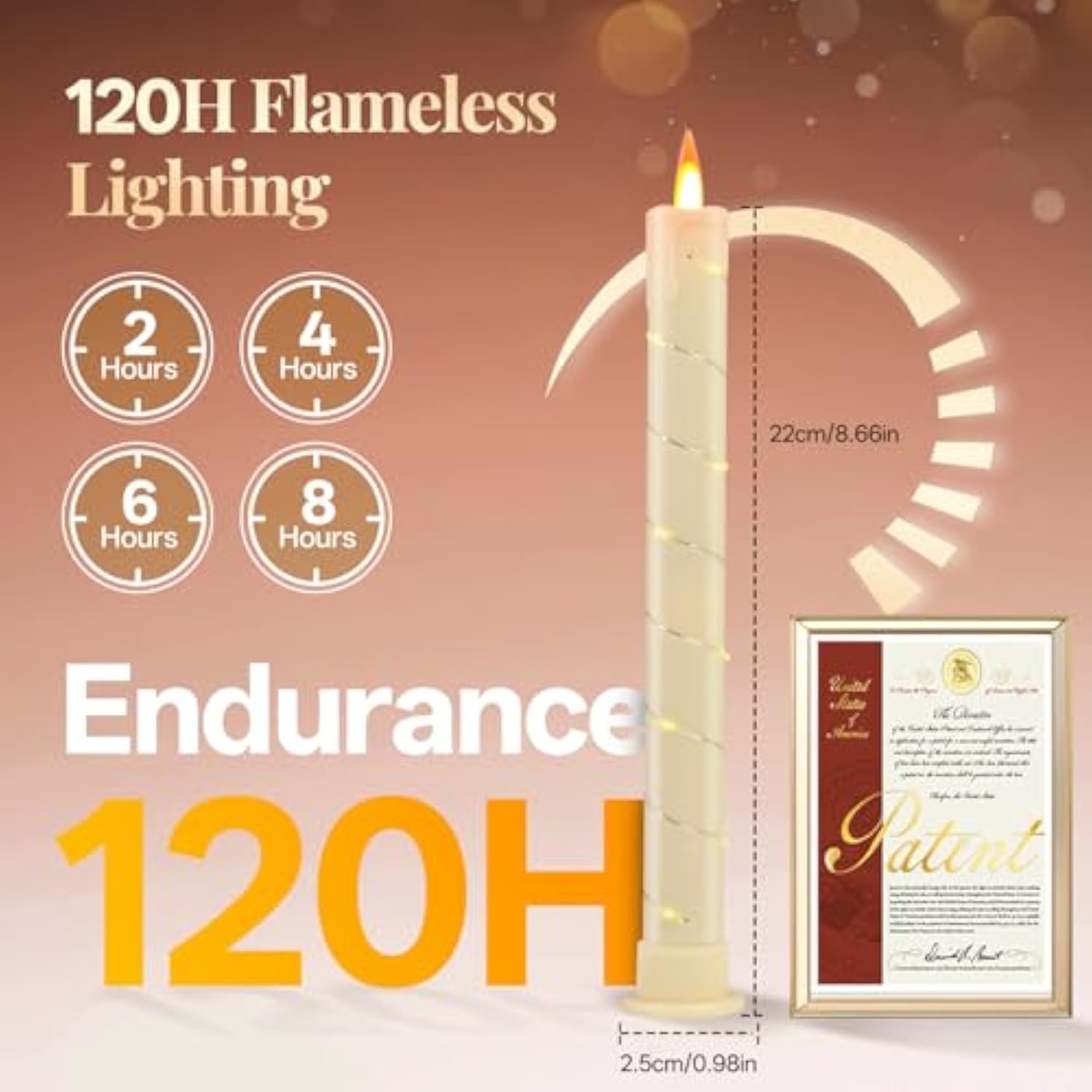 6 Pcs Flameless Taper Candles, Battery Taper Candles Flickering Flame With Embedded Star String, Candle Sticks Battery Powered With Remote Control, Timer Function Ideal For Christmas (Ivory)