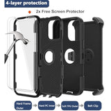 For Iphone 16 Pro Phone Case,Military Grade Drop Protection Cell Phone Cover With Belt Clip Holster Stand,Screen Protector X2 Rugged Shockproof Kickstand For Iphone 16 Pro Case 6.3” (Black)