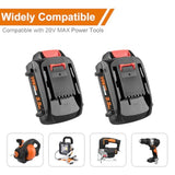 2-Pack 3.5Ah 20V Lithium Battery Replacement for Worx Powershare Tools
