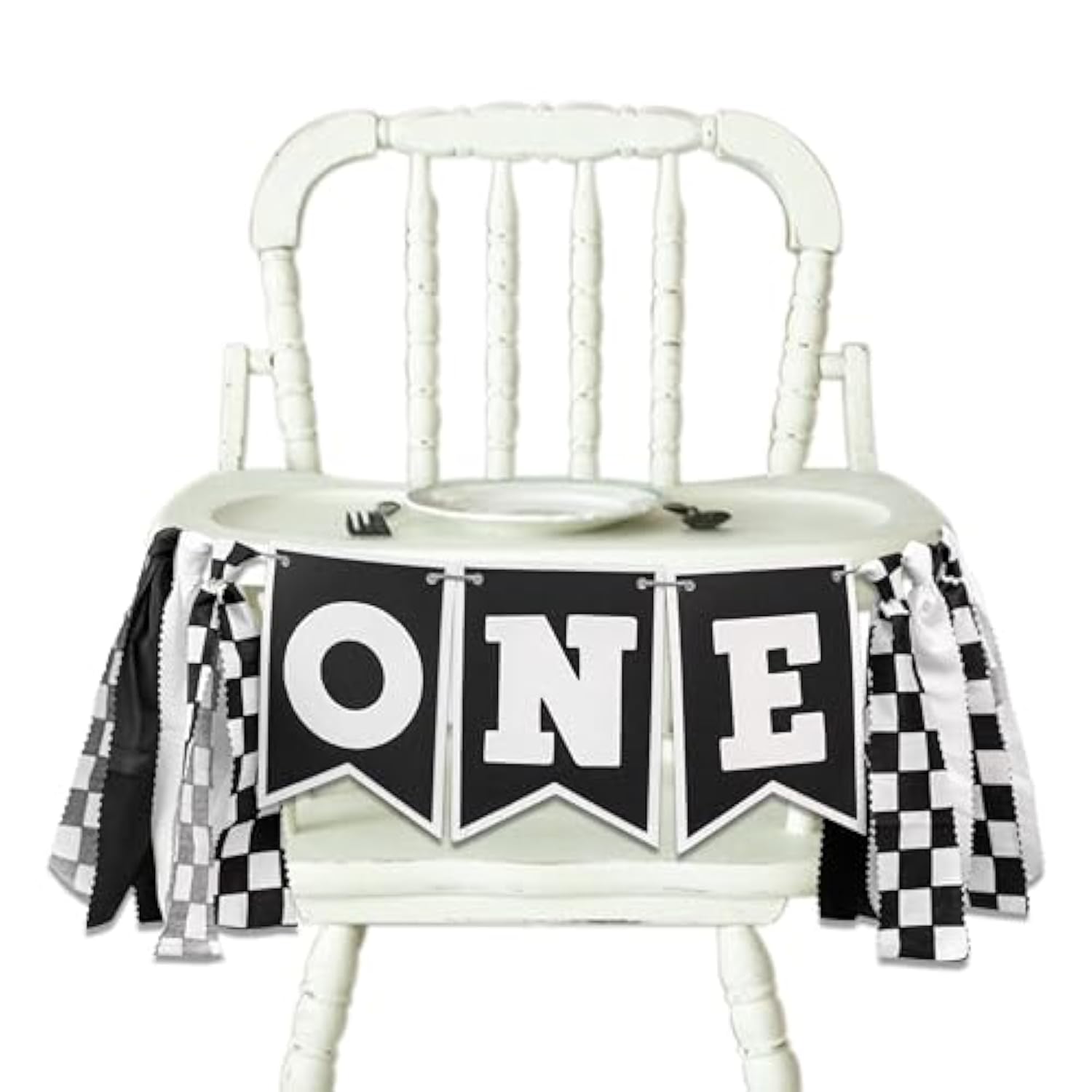 Race Car Birthday Highchair Banner - Black White Race Car Birthday Decorations,1St Birthday Race Car Banner,First Birthday Photo Prop Cars Theme Brand: