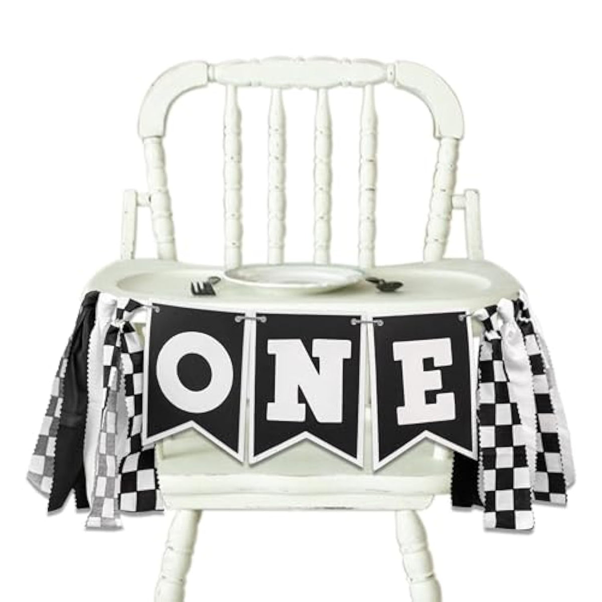 Race Car Birthday Highchair Banner - Black White Race Car Birthday Decorations,1St Birthday Race Car Banner,First Birthday Photo Prop Cars Theme Brand: