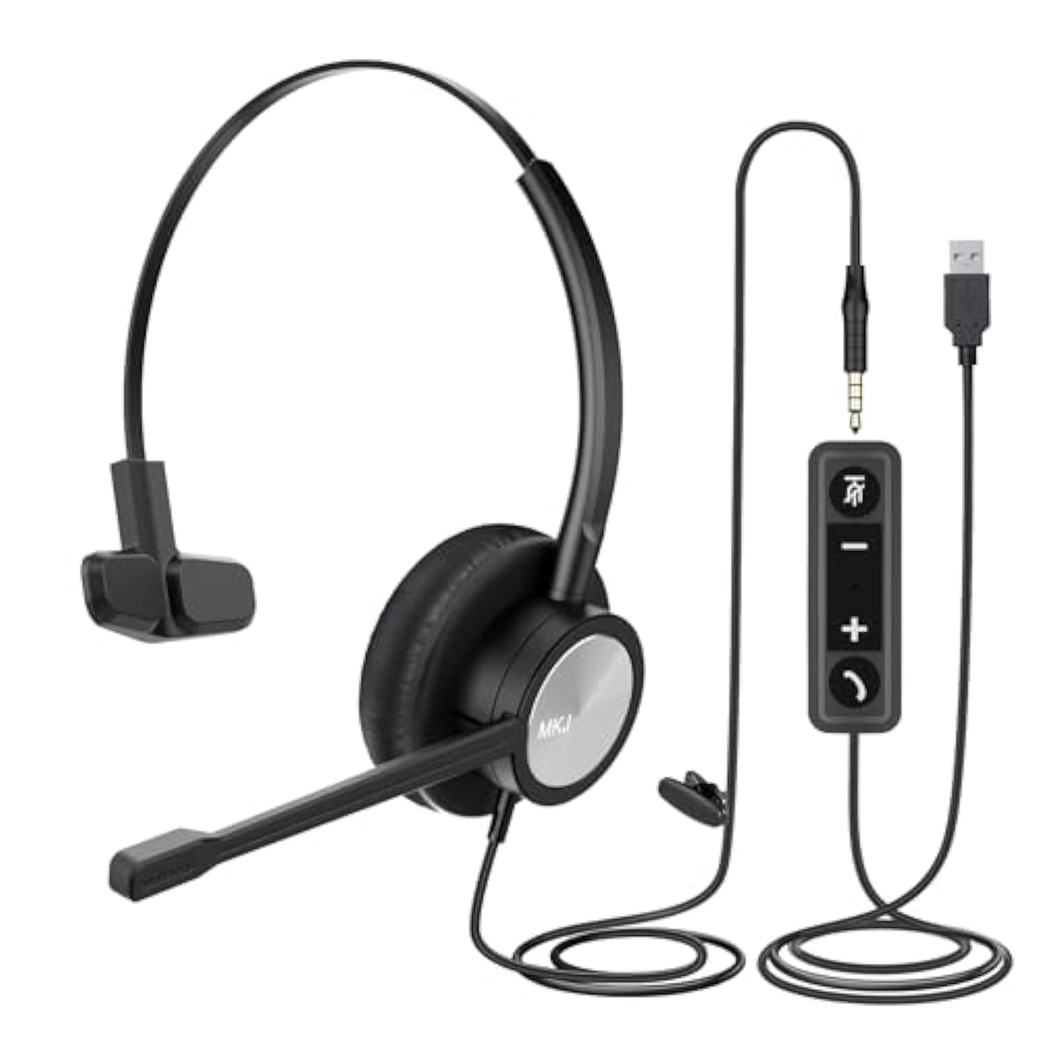 Usb Headset With Microphone, Noise Cancelling Pc Headphone With Volume Control, Usb/3.5Mm Headset For Computer, Cell Phone, Call Center, Office, Ms Teams, Zoom, Webex, Conference Meeting