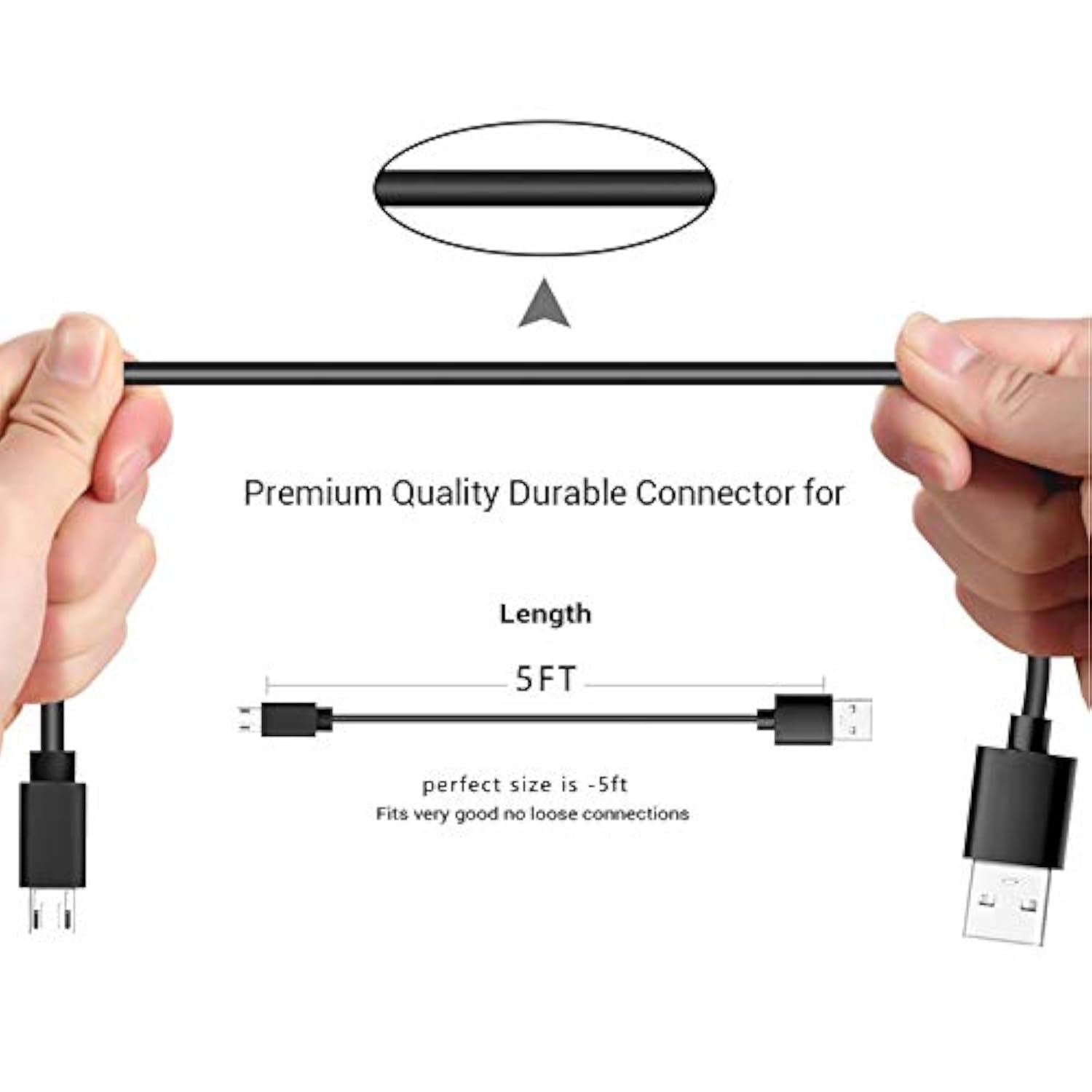 5Ft Micro Usb Charger Charging Power Cable Cord Compatible For Cowin E7 Se7 E9 E8 Se8 E7 Pro, Jabra Elite 45E 65T Evolve 75 65 Headphones,Bugani M83 M90 M99, Treblab Hd7 Fx100, Blueparrott Headsets
