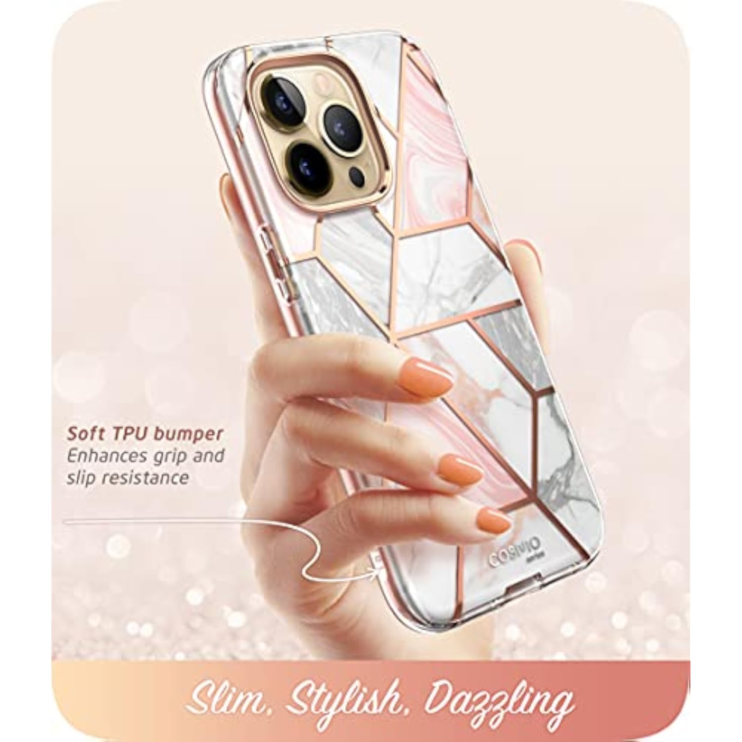 i-Blason Glitter Case for iPhone 13 Pro Max 6.7 Inch Mobile Phone Case 360 Degree Case Bumper Protective Cover 2021 Edition Marble