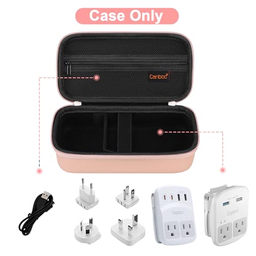 Travel Carrying Case For Ceptics Universal Travel Adapter Kit, World Travel Adapter Kit Storage Organizer, Zipper Mesh Bag Fit Usb Cable, Rose Gold (Case Only)