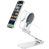 Foldable Stand For Magsafe Charger, Omoton Phone Stand Holder For Magsafe Accessories, Compatible With 15/14/13/12 Pro Max/Pro/Mini, Silver, [Not Include Charger Or Cable]