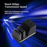 90 Degree Duale Sata 7Pin Male To Dual Female Connetcor For Low Profile Mother