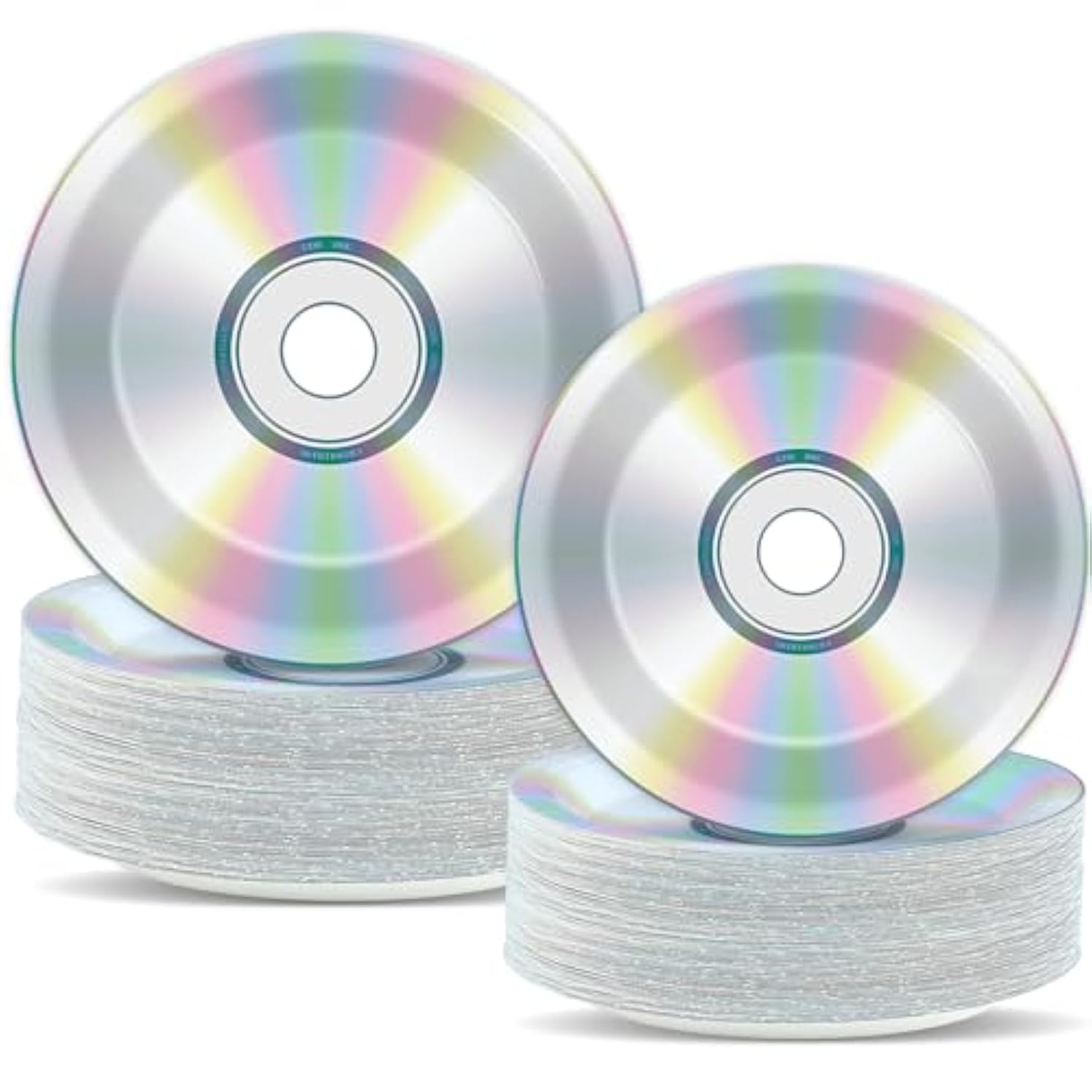 100Pcs Cd Paper Plates 90'S Party Plates 7In And 9In Retro 90S Theme Party Decorations 1990'S Supplies 90S Birthday Disc For Back To The 90'S Throwback Music Supplies Favors