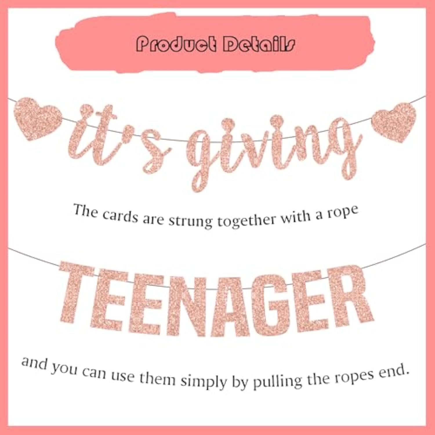 13Th Birthday Decorations Girls Banner - 10 Pcs Rose Gold It'S Giving Teenager Banners Numbers 13 Circle Cake Pink Hanging Swirls Decor Party Supplies For Thirteen Year Old Official Teen Gifts Kit