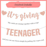 13Th Birthday Decorations Girls Banner - 10 Pcs Rose Gold It'S Giving Teenager Banners Numbers 13 Circle Cake Pink Hanging Swirls Decor Party Supplies For Thirteen Year Old Official Teen Gifts Kit