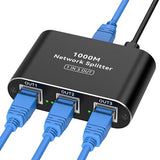 Ethernet Splitter 1 To 3 High Speed Lan Splitter 1000Mbps Gigabit Rj45 Ethernet Switch With Usb C Power Cable For Cat5/5E/6/7/8 Cable