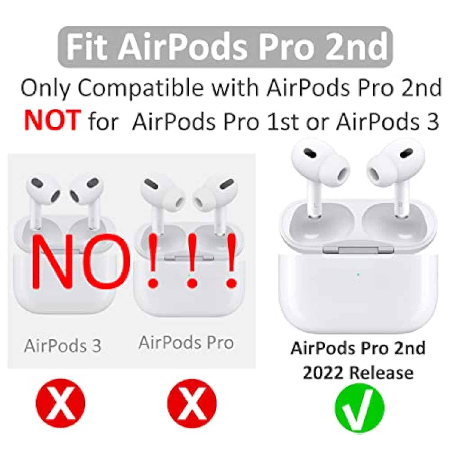 4 Pairs Anti Slip Kit Compatible With Airpods Pro 2, Silicone Sport Ear Hooks And 360° Rotation Adjustable Length Outdoor Earhooks Grip Ear Tips Wing Buds Holder For Airpod Pro 2Nd - 4X1