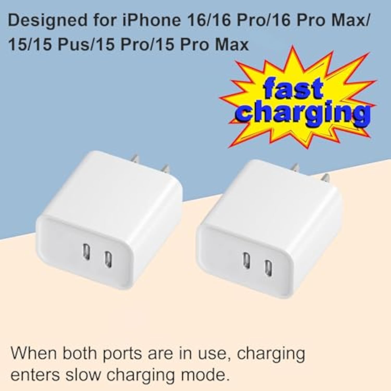 Usb C Charger Block?Dual Port Wall Chargers?Fast Type C Charger Compatible For Iphone17/16Promax/16Pro/16/16Plus/15/15Pro/15Promax/15Plus/14/13/12/Xs Max/Xr/Sansun [2 Pack]