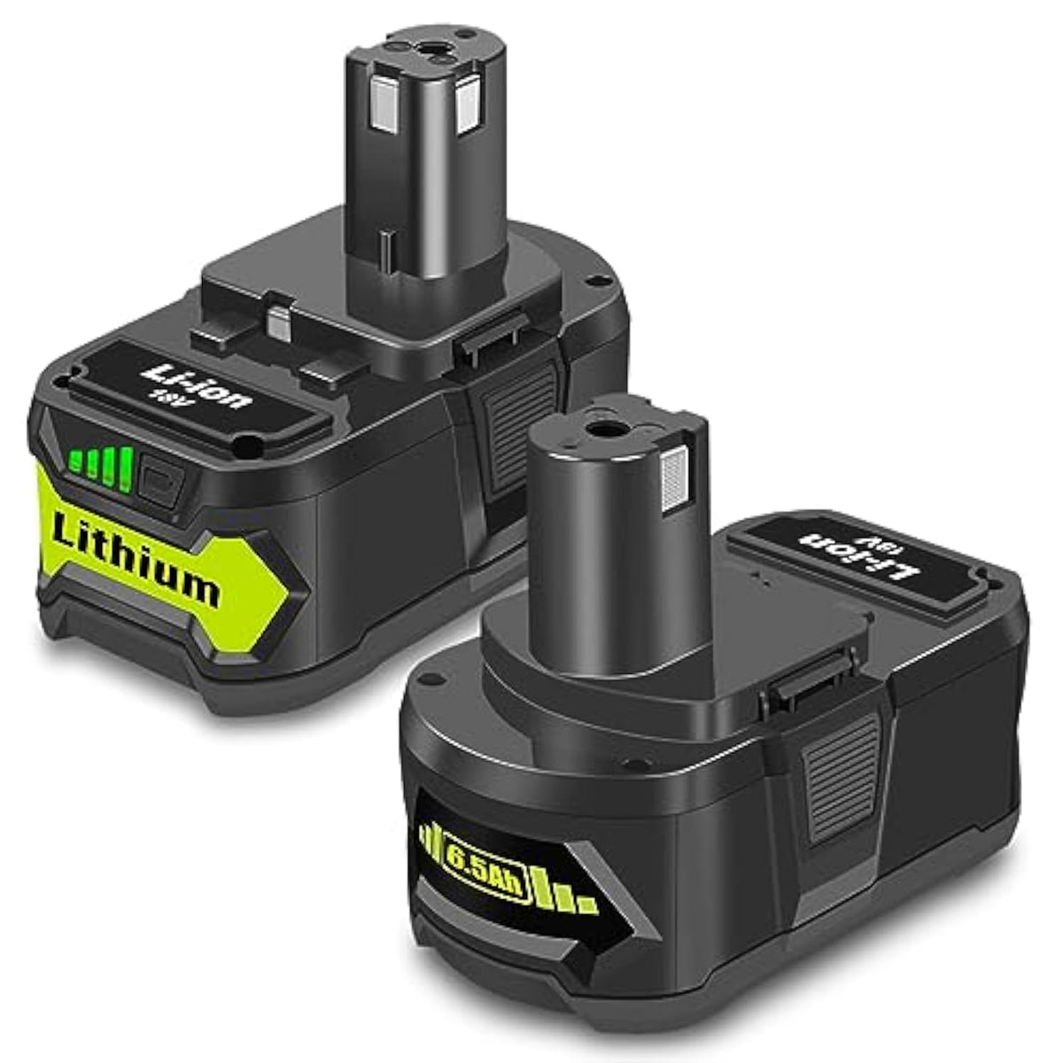 2 Pack 6.5Ah 18V Lithium Battery Replacement For Ryobi 18V 4.0Ah Battery Pbp005 4 Ah P108 P192 P129 P197 Pbp2005 Pbp004 18V 6.0Ah Battery P193 Compatible With Ryobi 18V One+ Battery