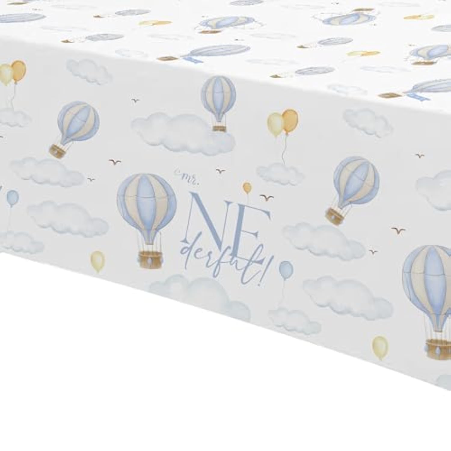 Hot Air Balloon 1St Birthday Party Supplies Tablecloth, 3 Pack Disposable Blue Hot Air Balloon First Birthday Mr Onederful Decorations Table Cover, 55In X 86In