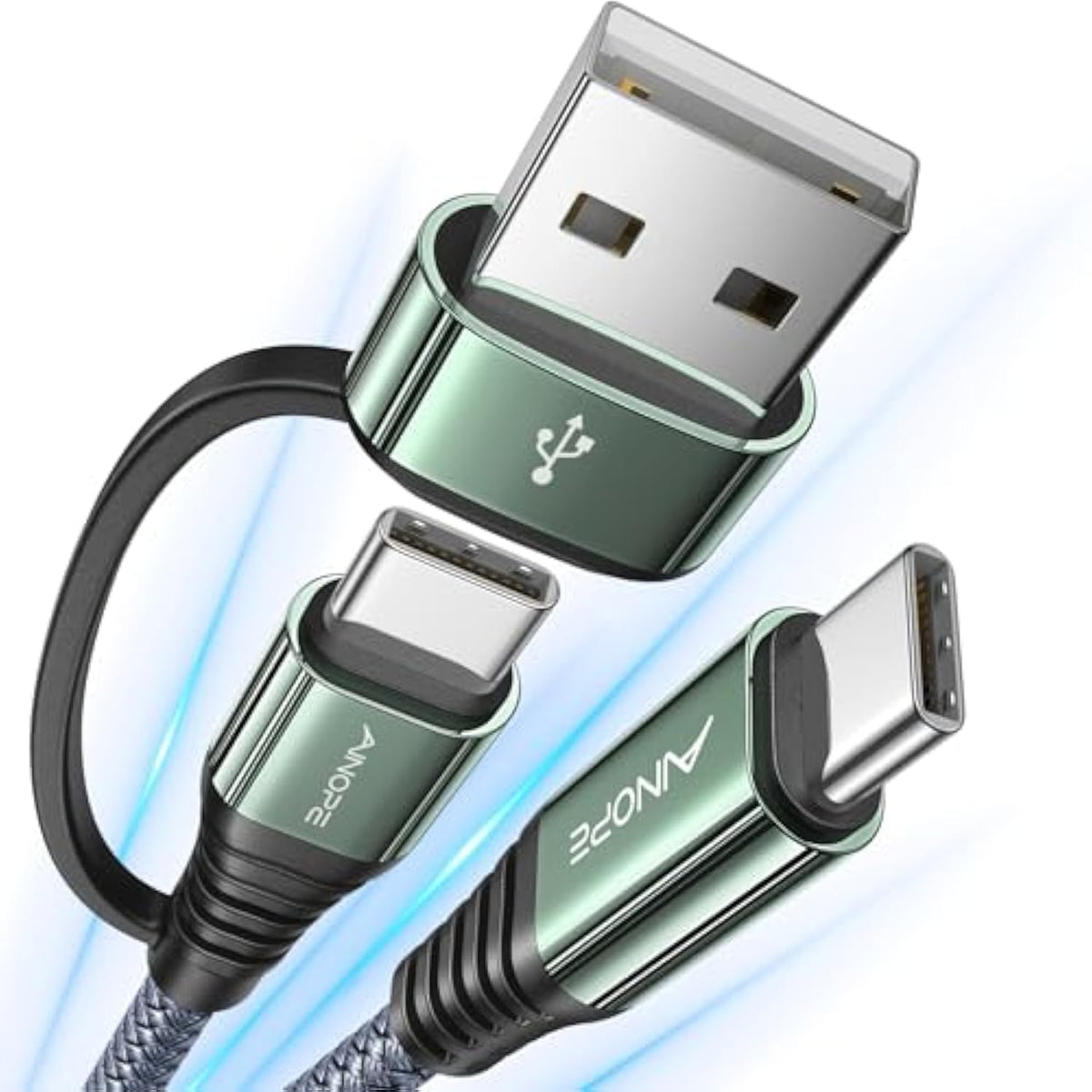 Newest 2-In-1 Charger Cable 2-Pack 6.6Ft, 3.1A C To C Fast Charging Cable Nylo