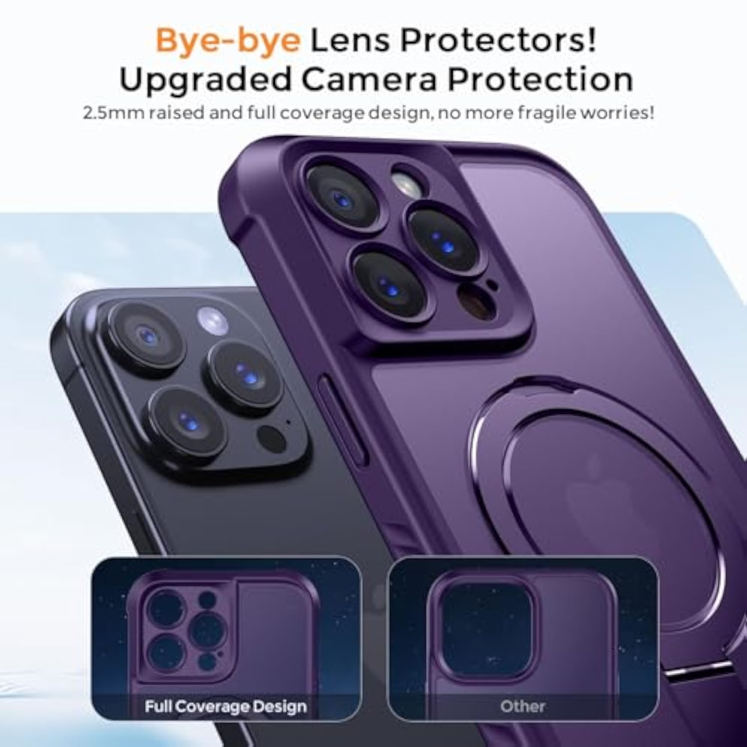 Magnetic Deep Purple Stand Case for iPhone 14 Pro