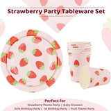Strawberry Party Tableware Set - 200Pcs Birthday Supplies Disposable Paper Plates Dinnerware Set For 50 Guests Baby Shower Fruit 1St